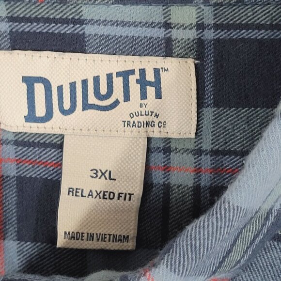 Duluth Trading Co. Mens Relaxed Fit Flannel Shirt 3XL Blue Plaid Long Sleeve - Picture 4 of 7